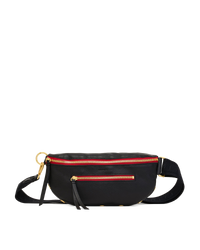Charles Crossbody | Black/Brushed Gold Red Zip