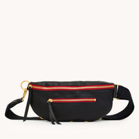 Charles Crossbody | Black/Brushed Gold Red Zip | Med