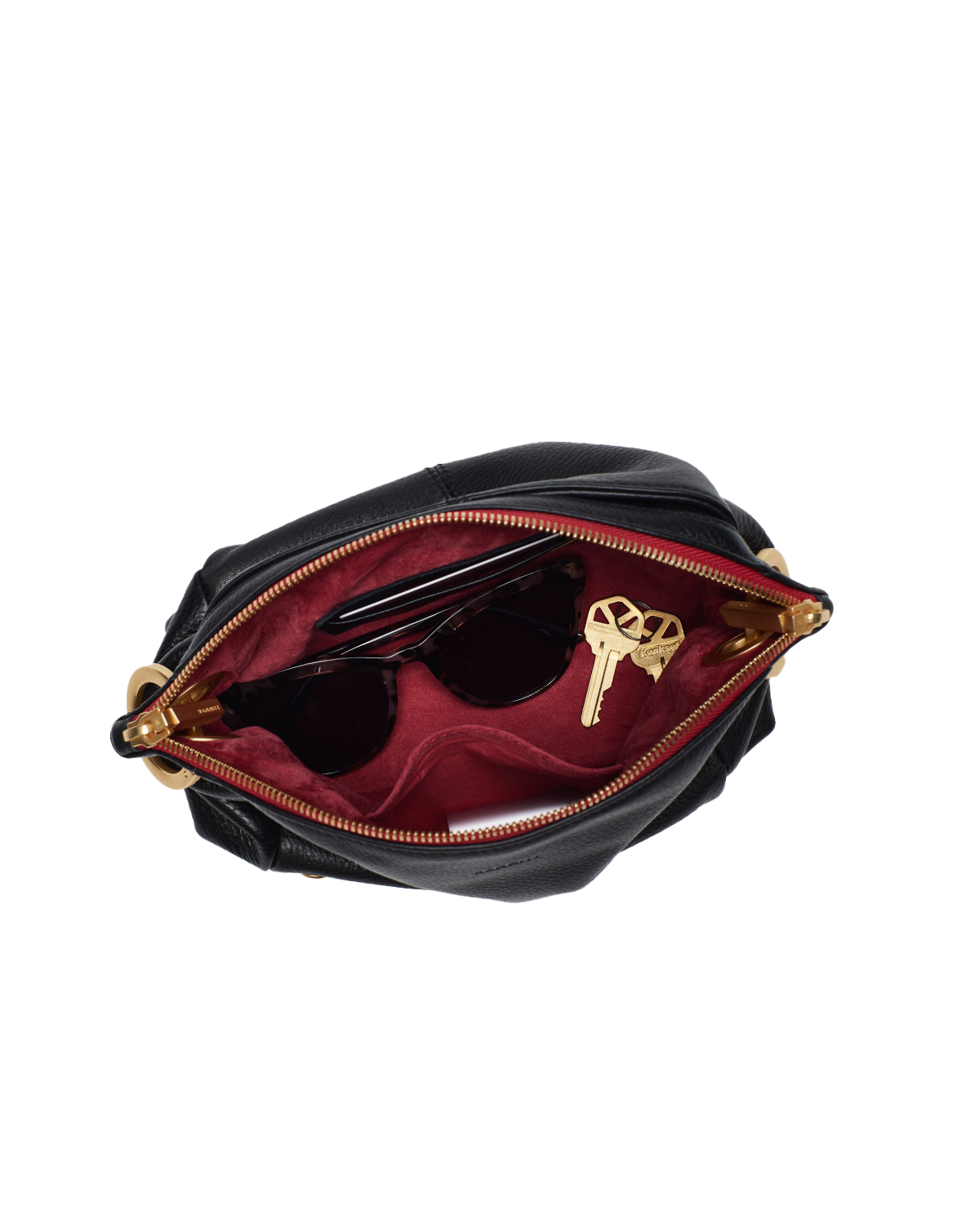 Daniel Crossbody Clutch | Black/Brushed Gold Red Zip | Sml