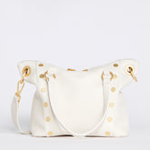 Hammitt CHARLES LRG Calla Lily White Raffia Brushed Gold Hammered Crossbody