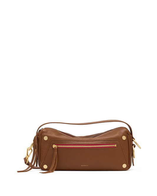Doxie | Mahogany Pebble/Brushed Gold Red Zip | Med