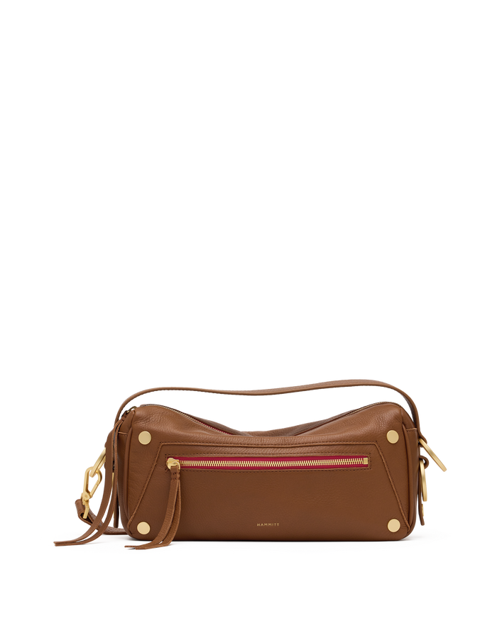 Doxie | Mahogany Pebble/Brushed Gold Red Zip | Med