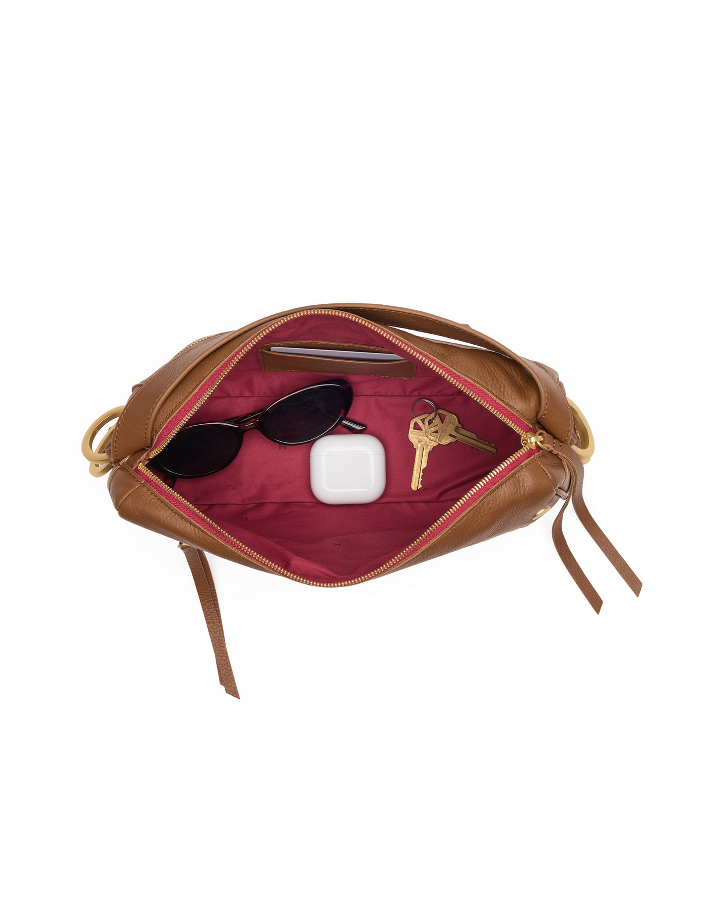 Doxie | Mahogany Pebble/Brushed Gold Red Zip | Med