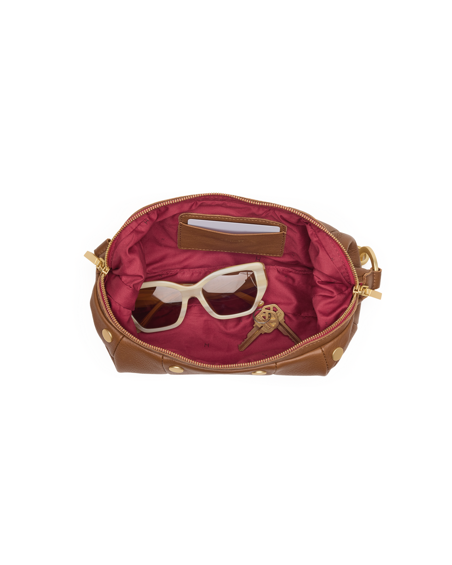 Erica | Mahogany Pebble/Brushed Gold Red Zip | Sml