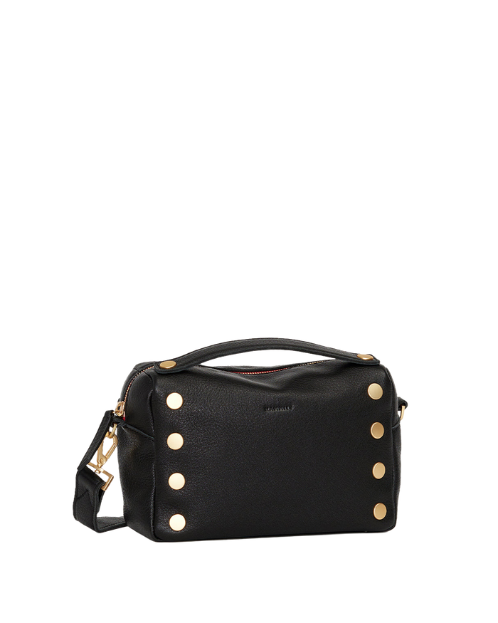 Evan Crossbody | Black/Brushed Gold Red Zip