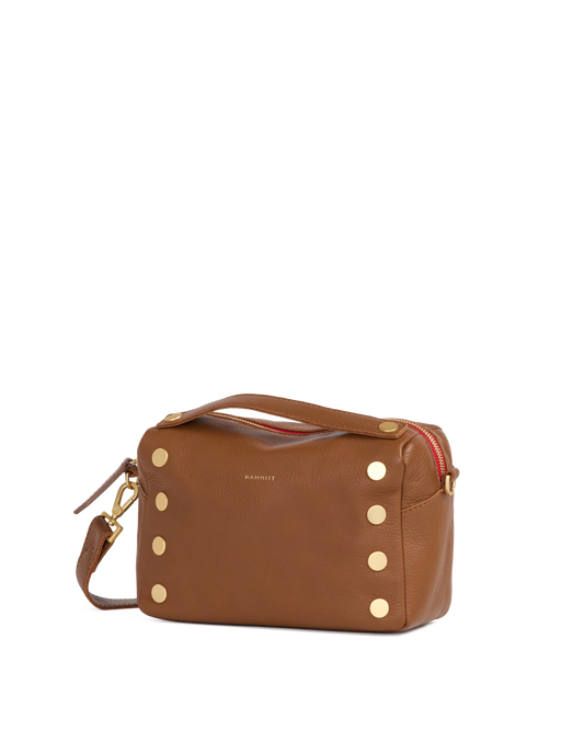 Evan Crossbody | Mahogany Pebble/Brushed Gold Red Zip | Sml