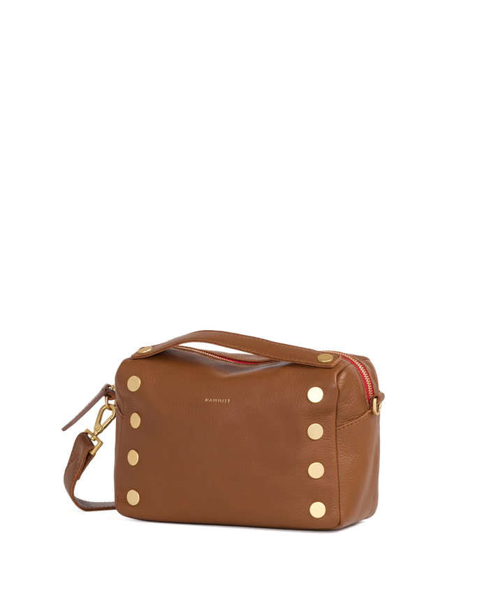 Evan Crossbody | Mahogany Pebble/Brushed Gold Red Zip | Sml