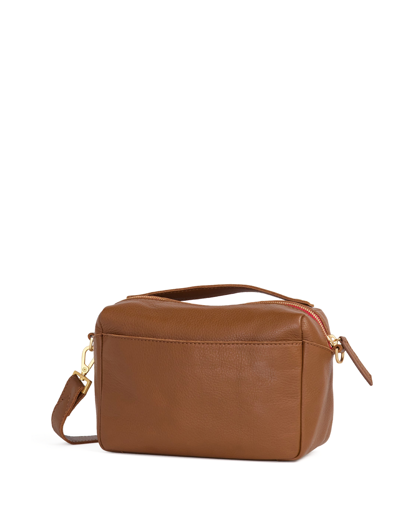 Evan Crossbody | Mahogany Pebble/Brushed Gold Red Zip | Sml