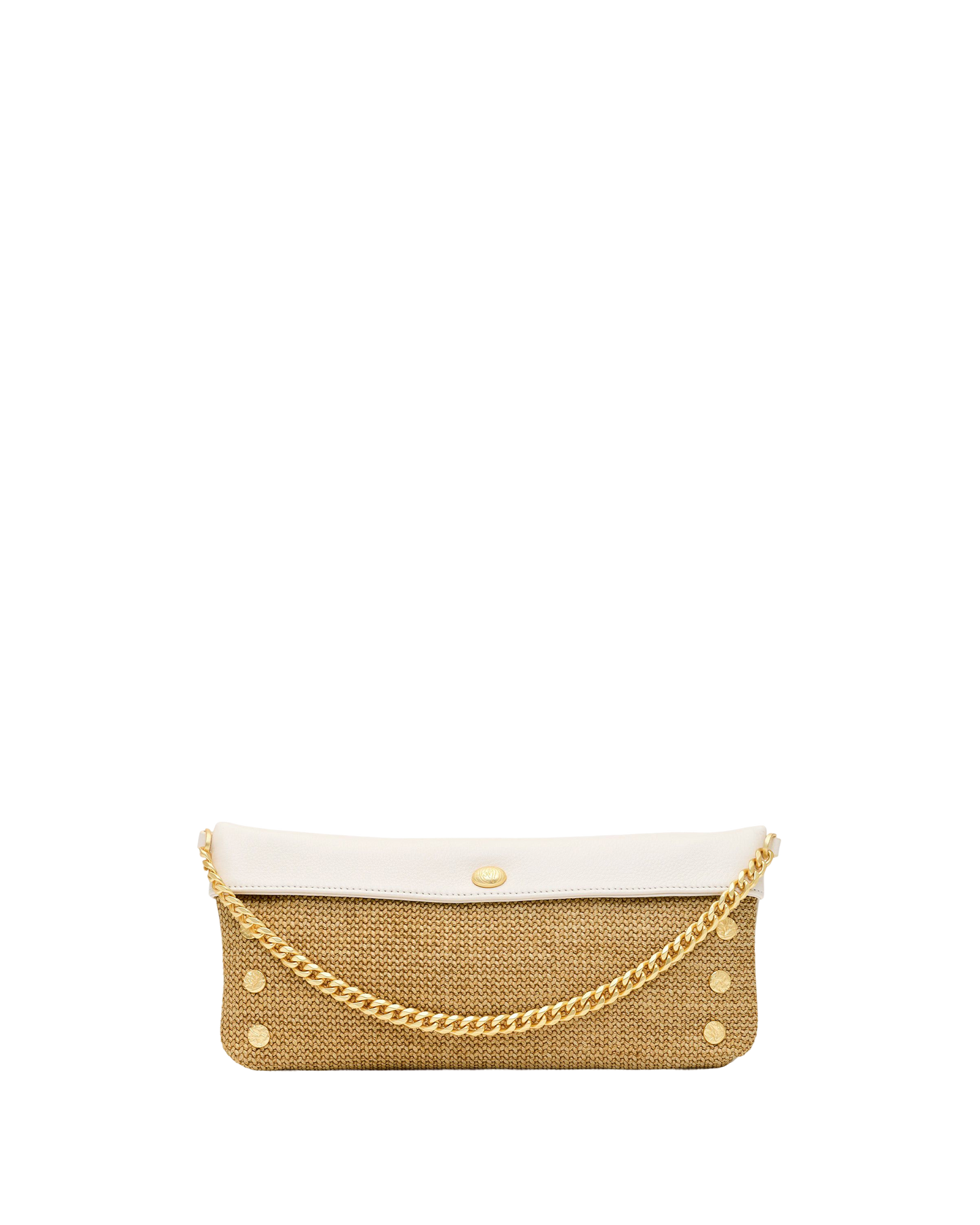 Invitation Clutch | Calla Lily White Raffia/Brushed Gold Hammered
