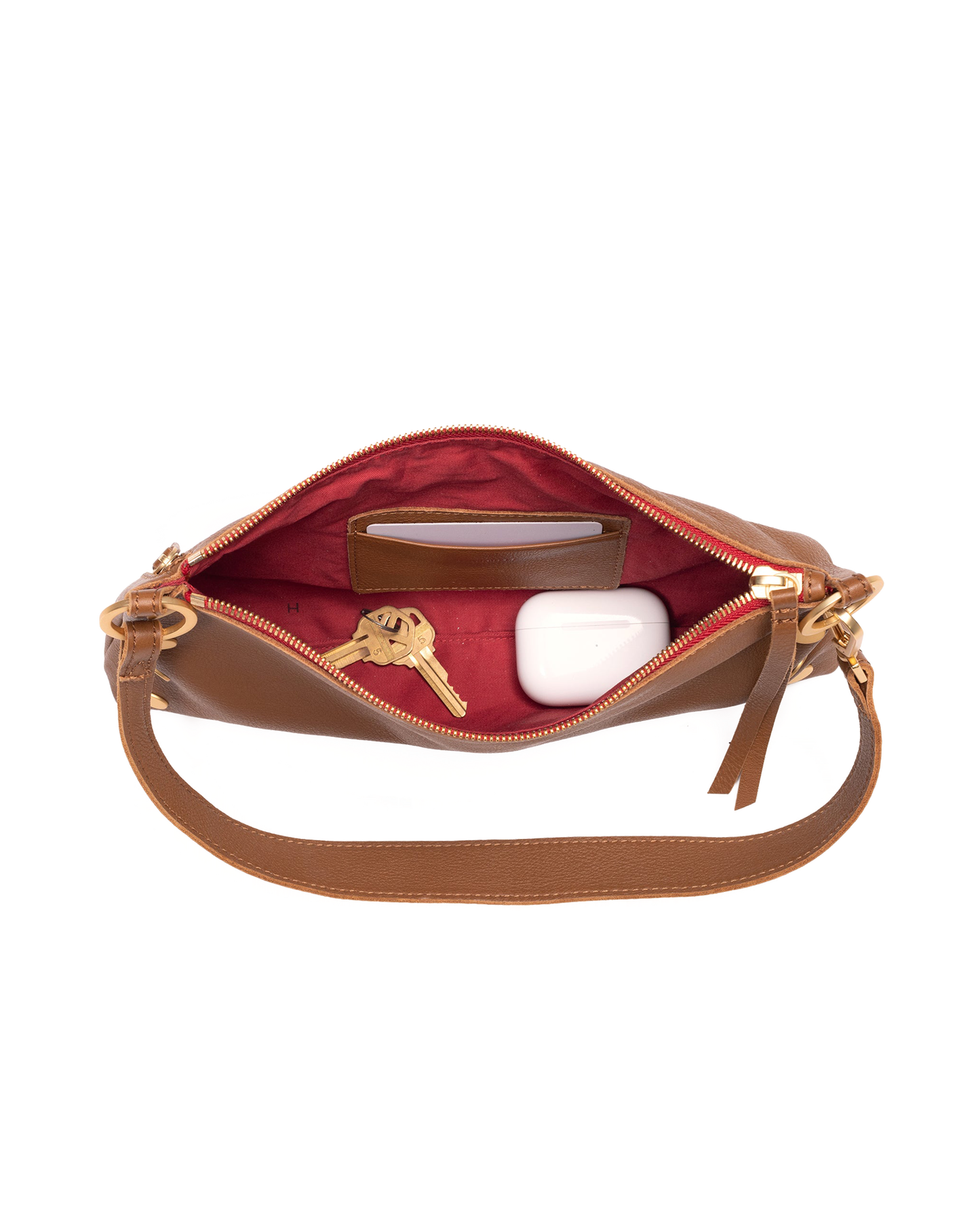 Kyle | Mahogany Pebble/Brushed Gold Red Zip | Sml