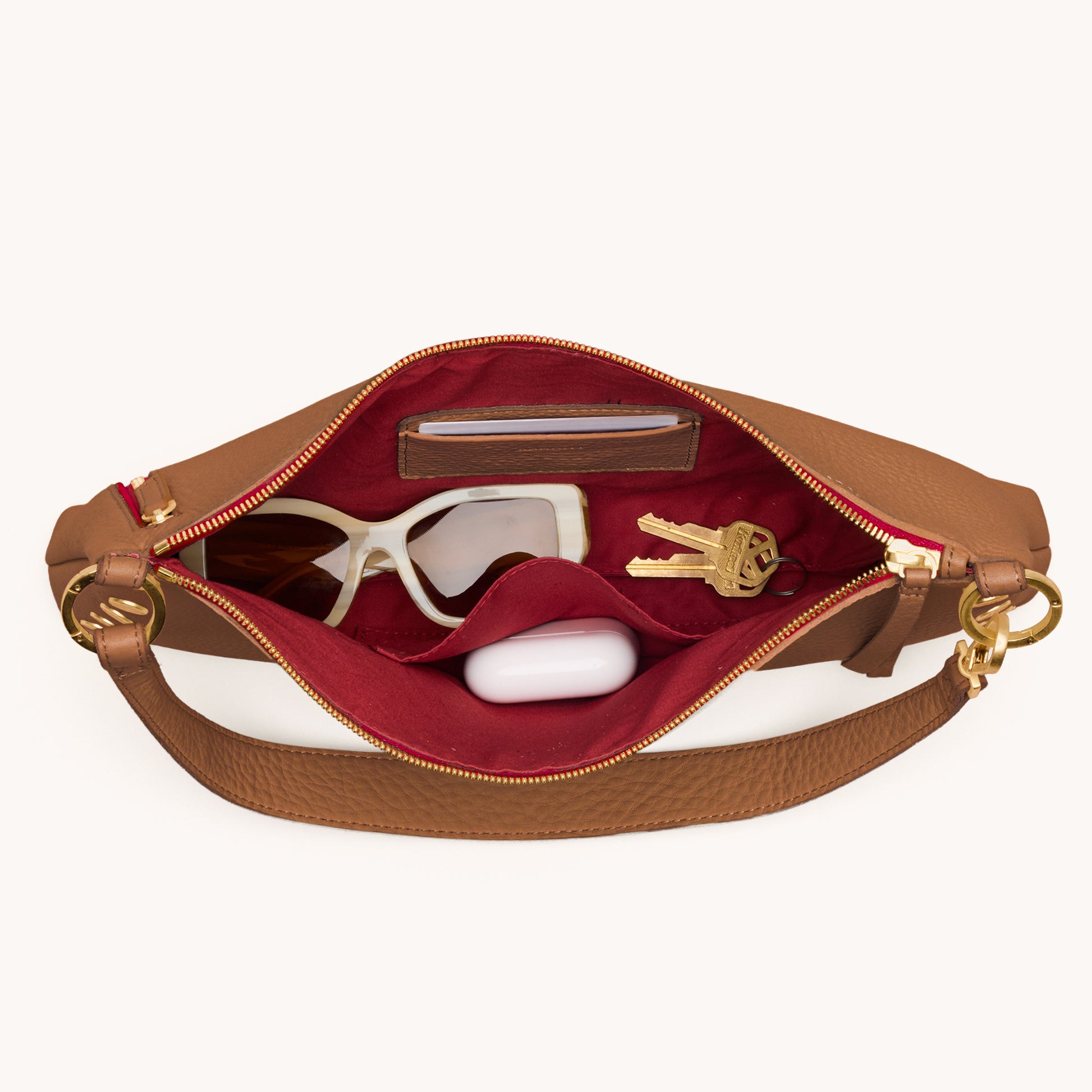 Kyle-Med-Mahogany-Pebble-BG-Red-Zip-Interior-View