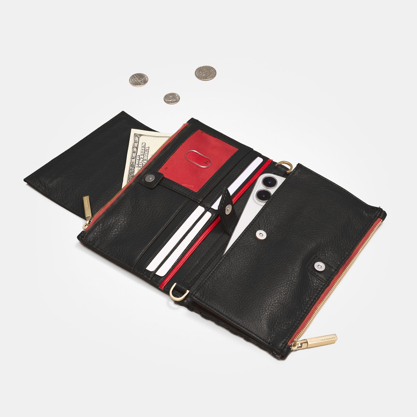Levy | Black/Brushed Gold Red Zip