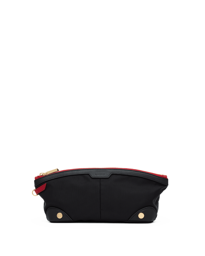Nicky Travel Pouch | Black Nylon/Gold Red Zip