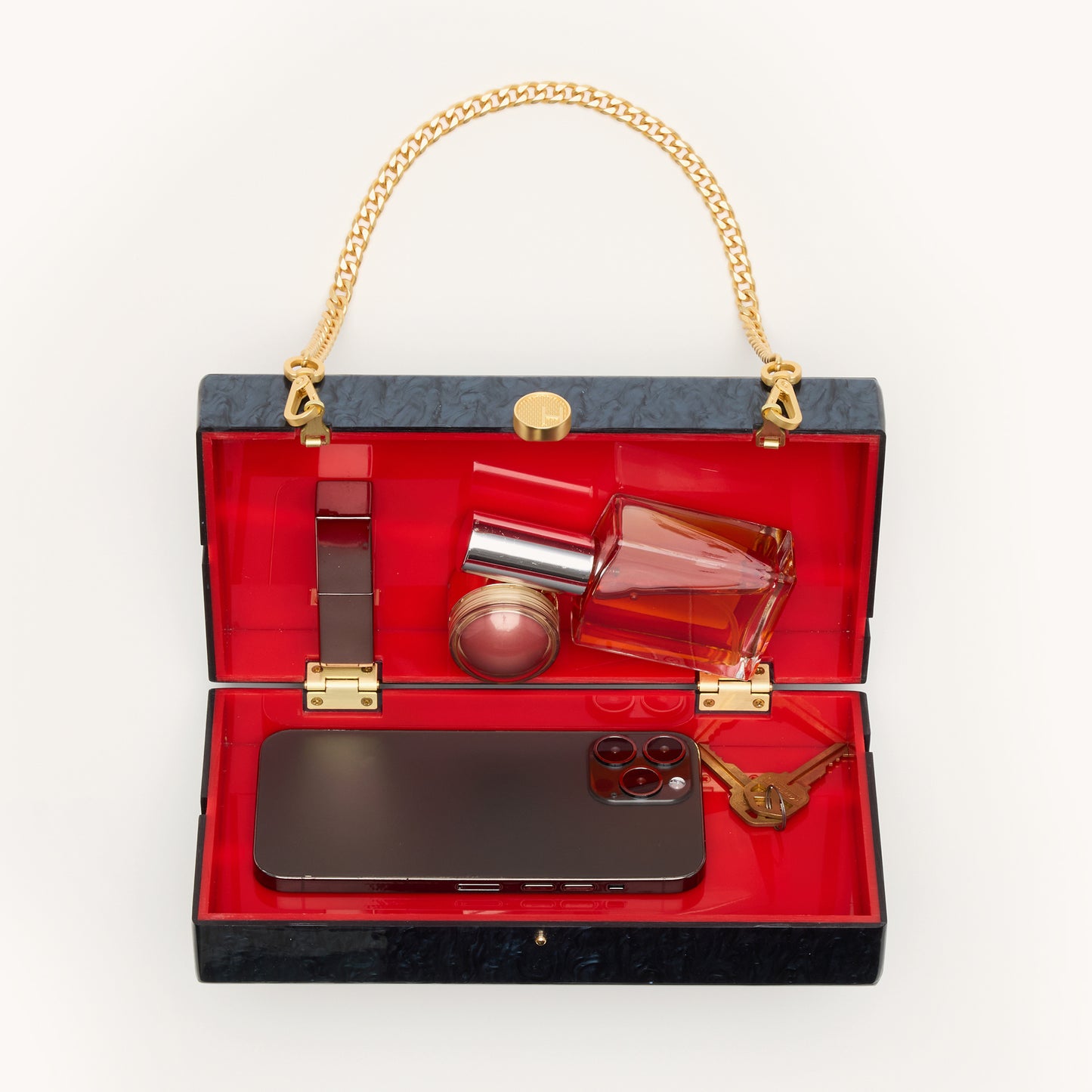 Soiree Clutch | Carrara Black/Brushed Gold | Med