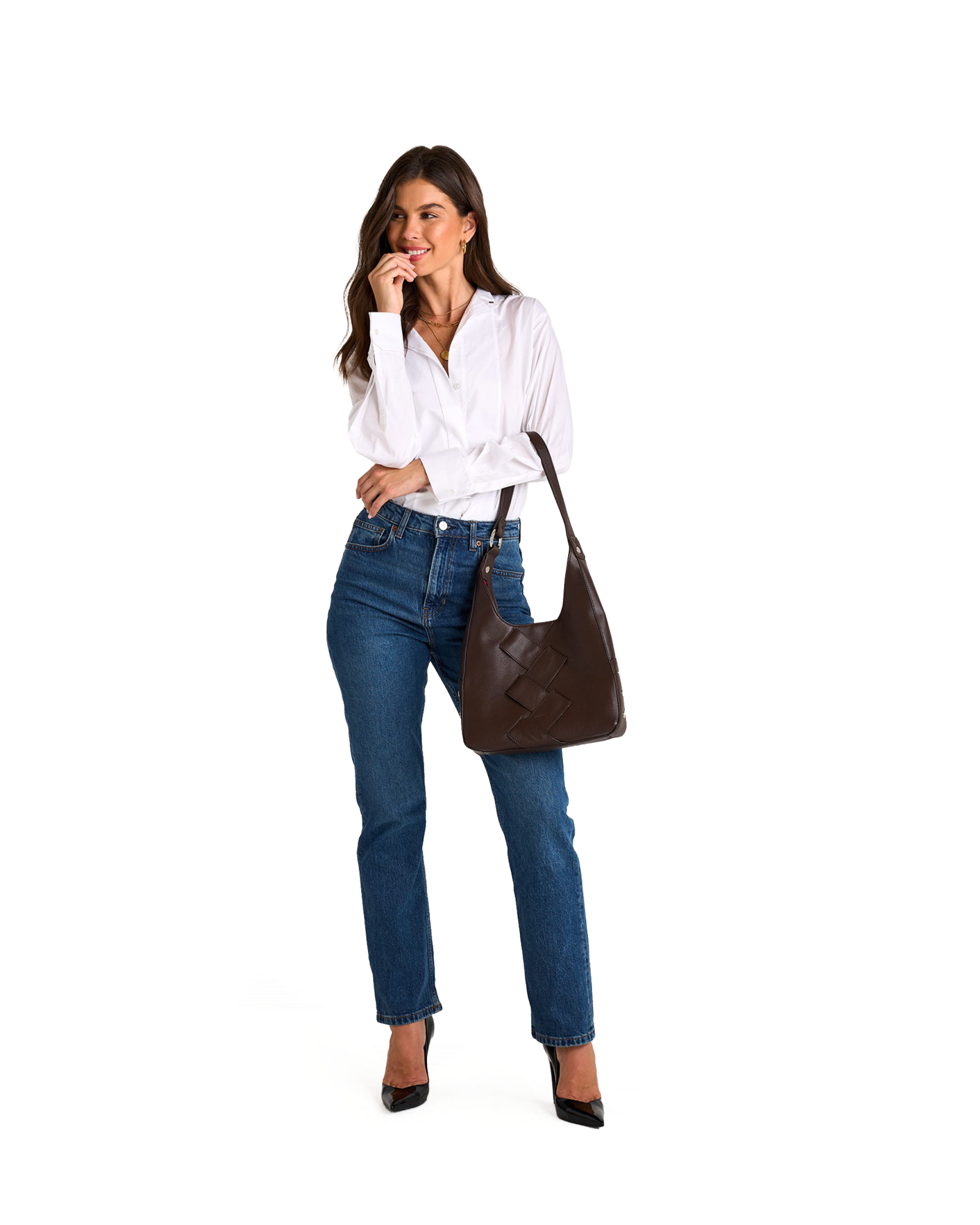 Model height is 5'9.5''
