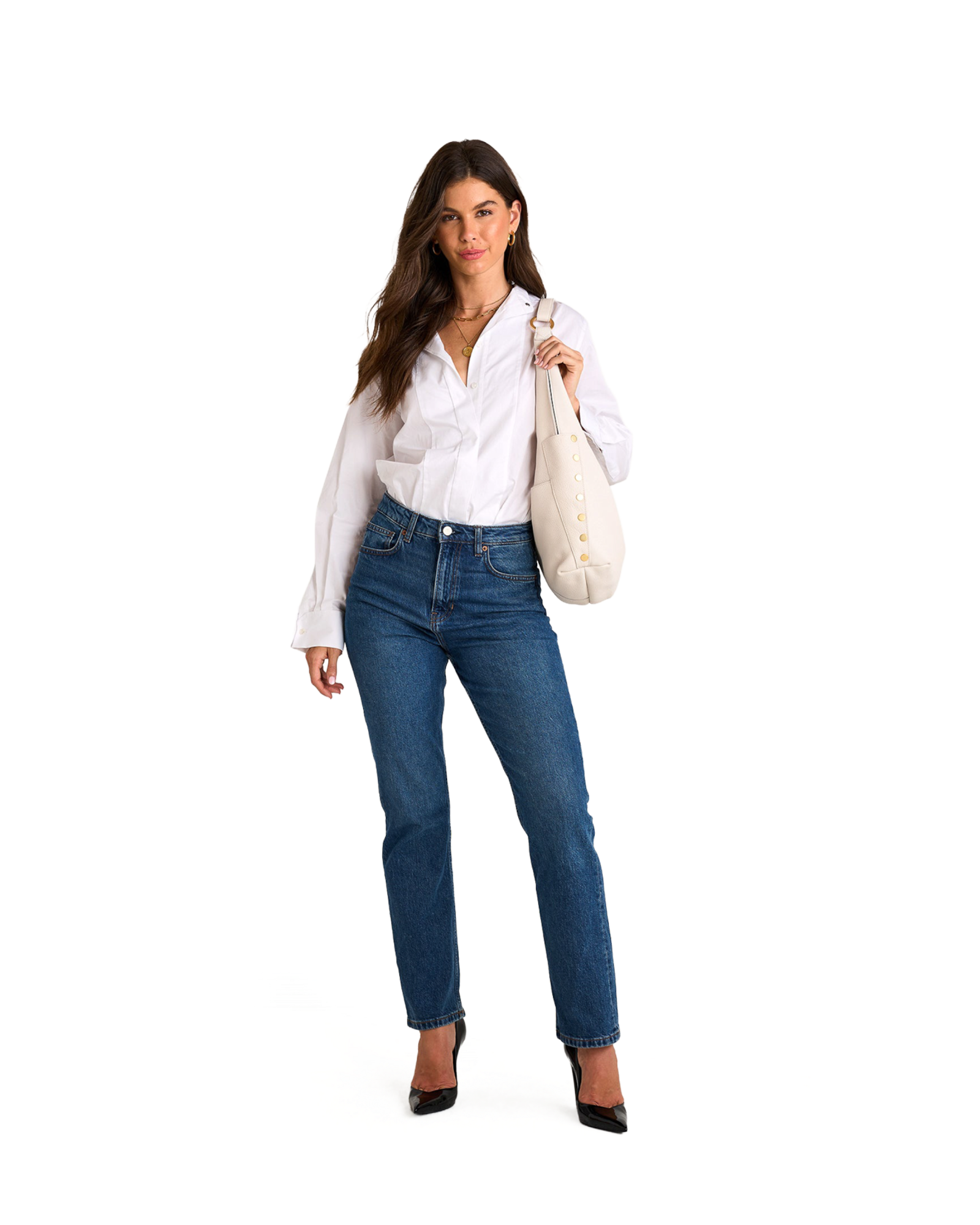 Model height is 5'9.5''
