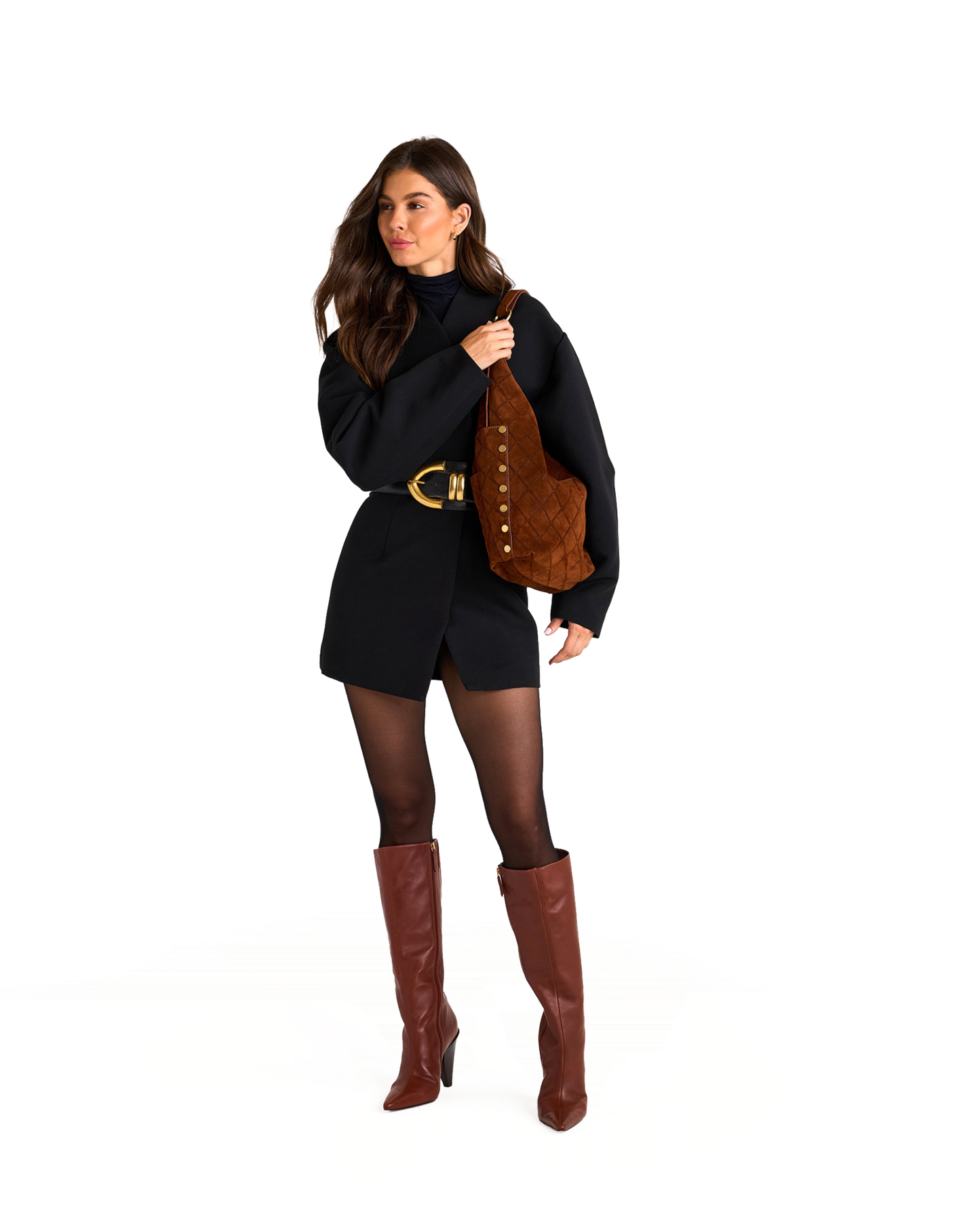 Model height is 5'9.5''