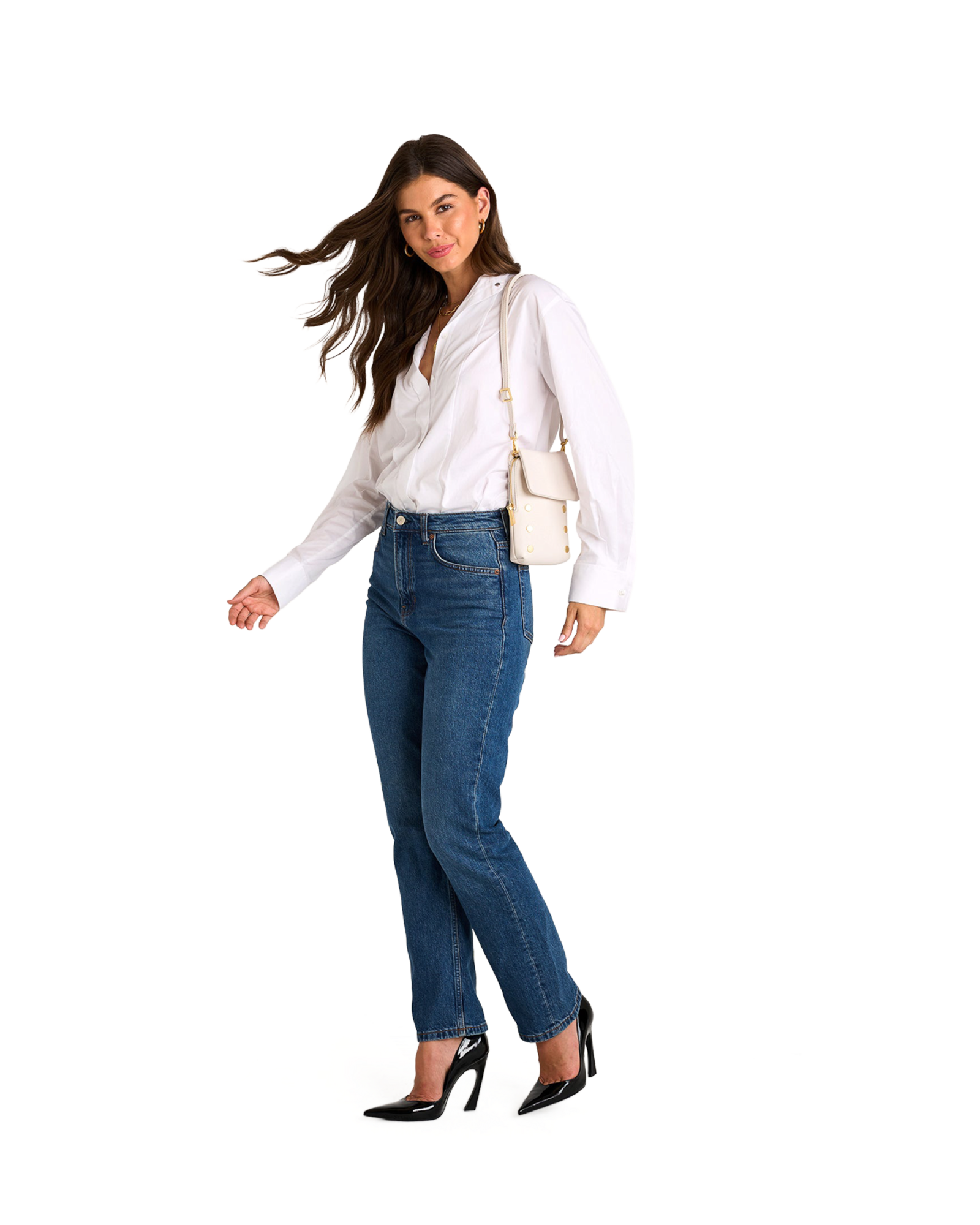 Model height is 5'8.5''