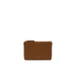 A small brown leather zip pouch with gold-tone hardware and a debossed MARCI logo on the front, centered against a plain white background.