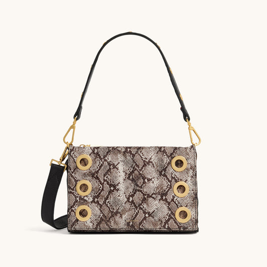 Montana-Clutch-Sml-Contrast-Snake-Front-View