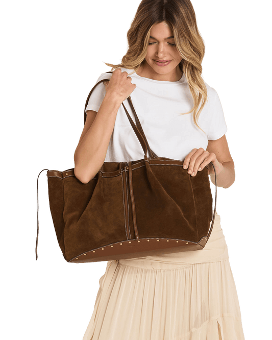 Meryl Carryall | Cinnamon Suede/Antique Gold