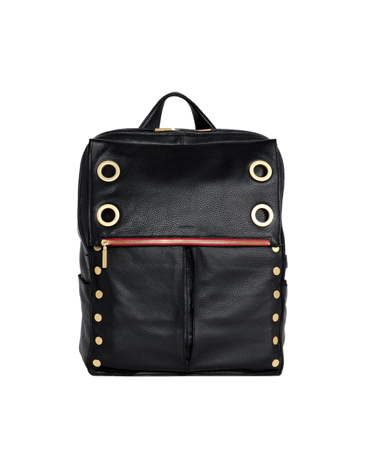 Montana Backpack | Black/Brushed Gold Red Zip | XL