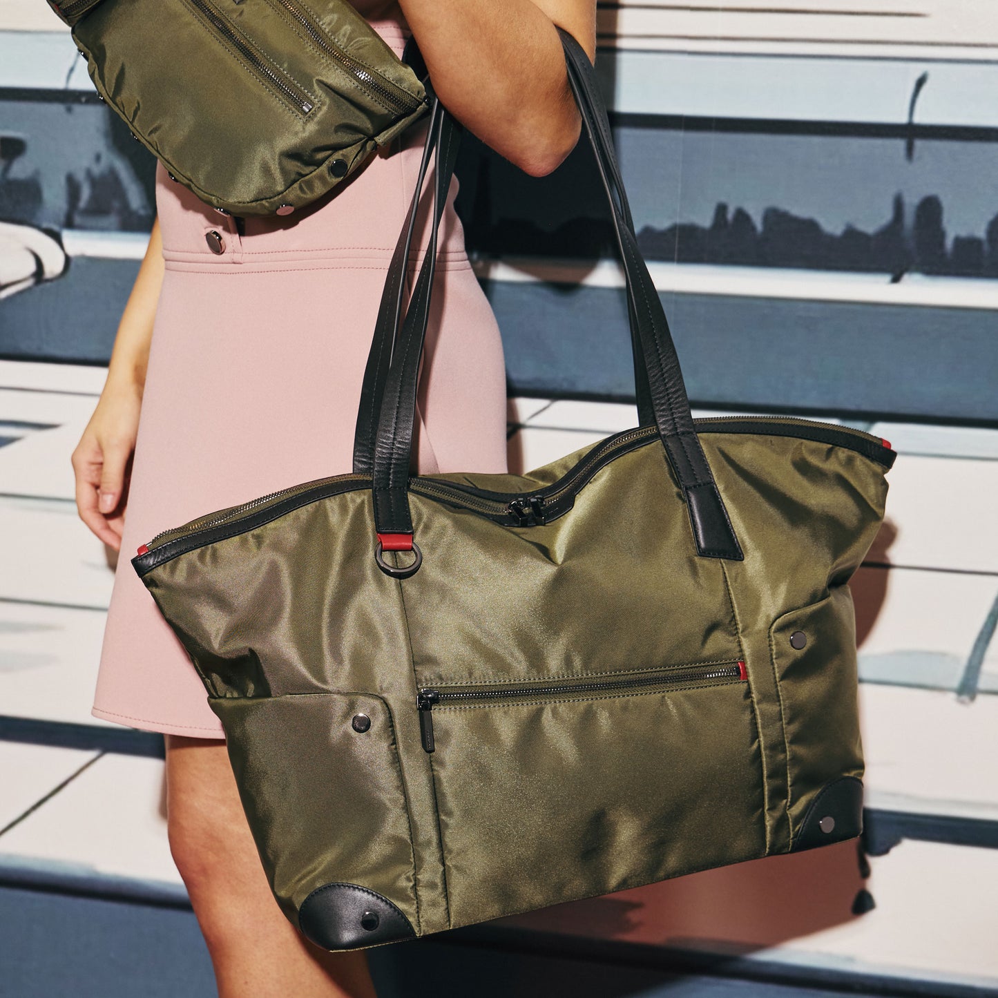Zoe Tote | Jade Nylon/Gunmetal