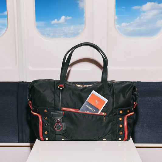 Ivy Weekender | Black Nylon/Gold Red Zip