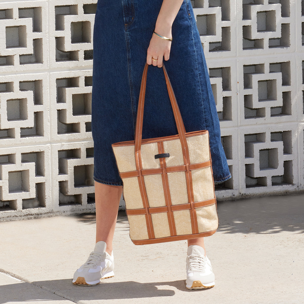 Addie Tote | Saddle Raffia/Bronze