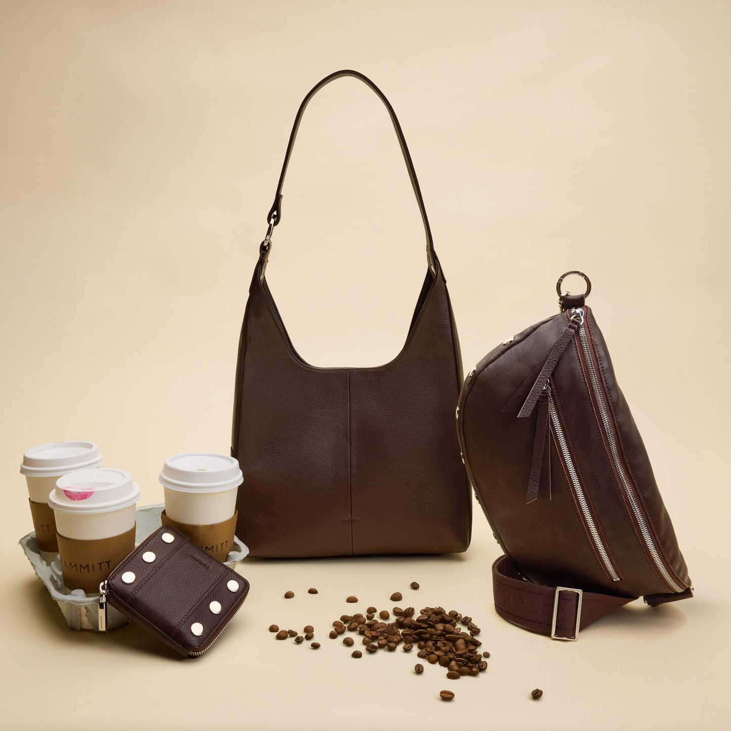 Charles Crossbody | Espresso Pebble/Silver | Lrg