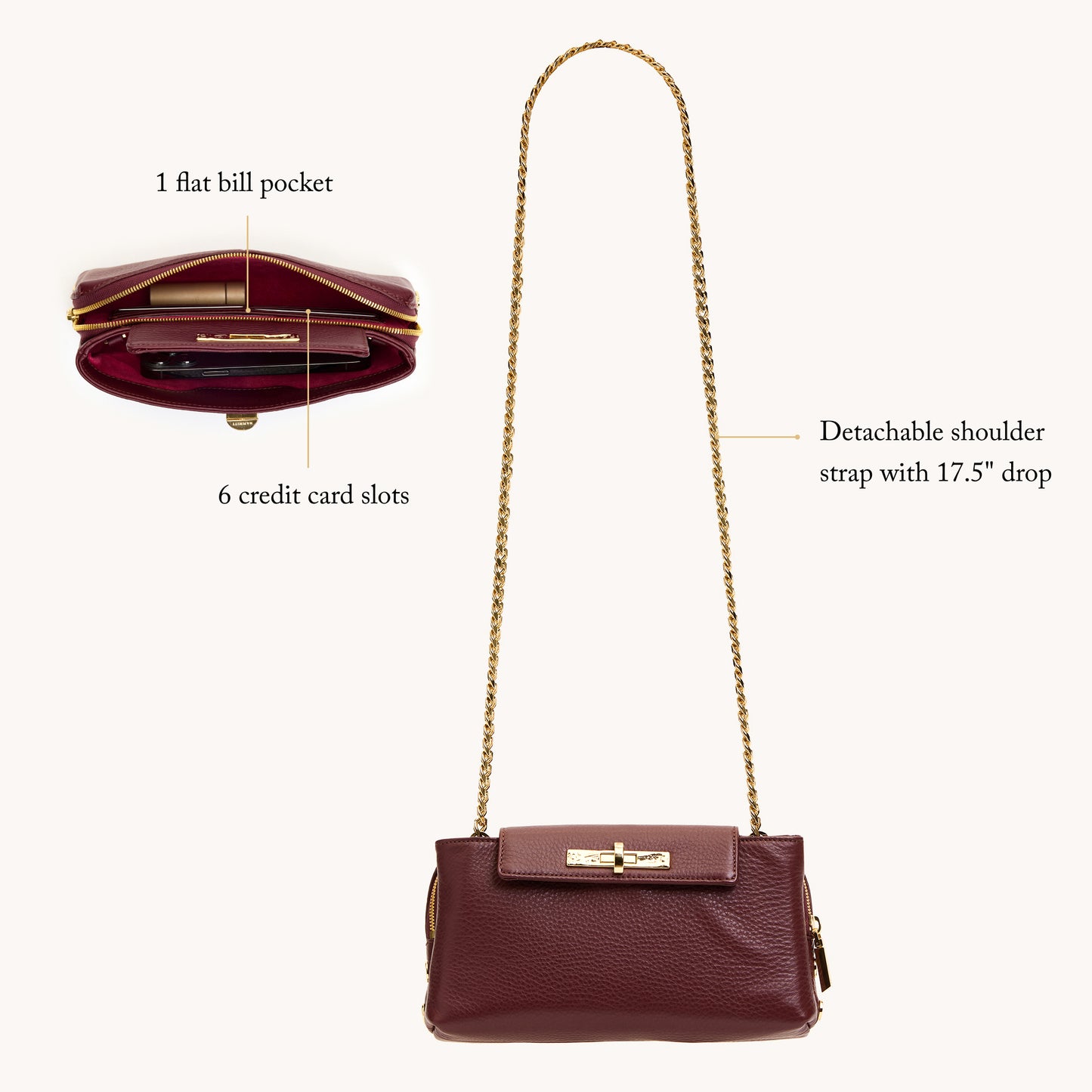 Charlotte | Cherrywood Pebble/Gold | Sml