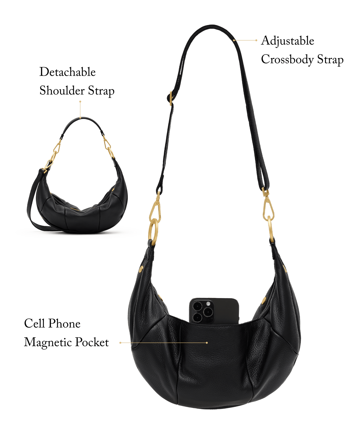 Erica | Black/Brushed Gold | Med