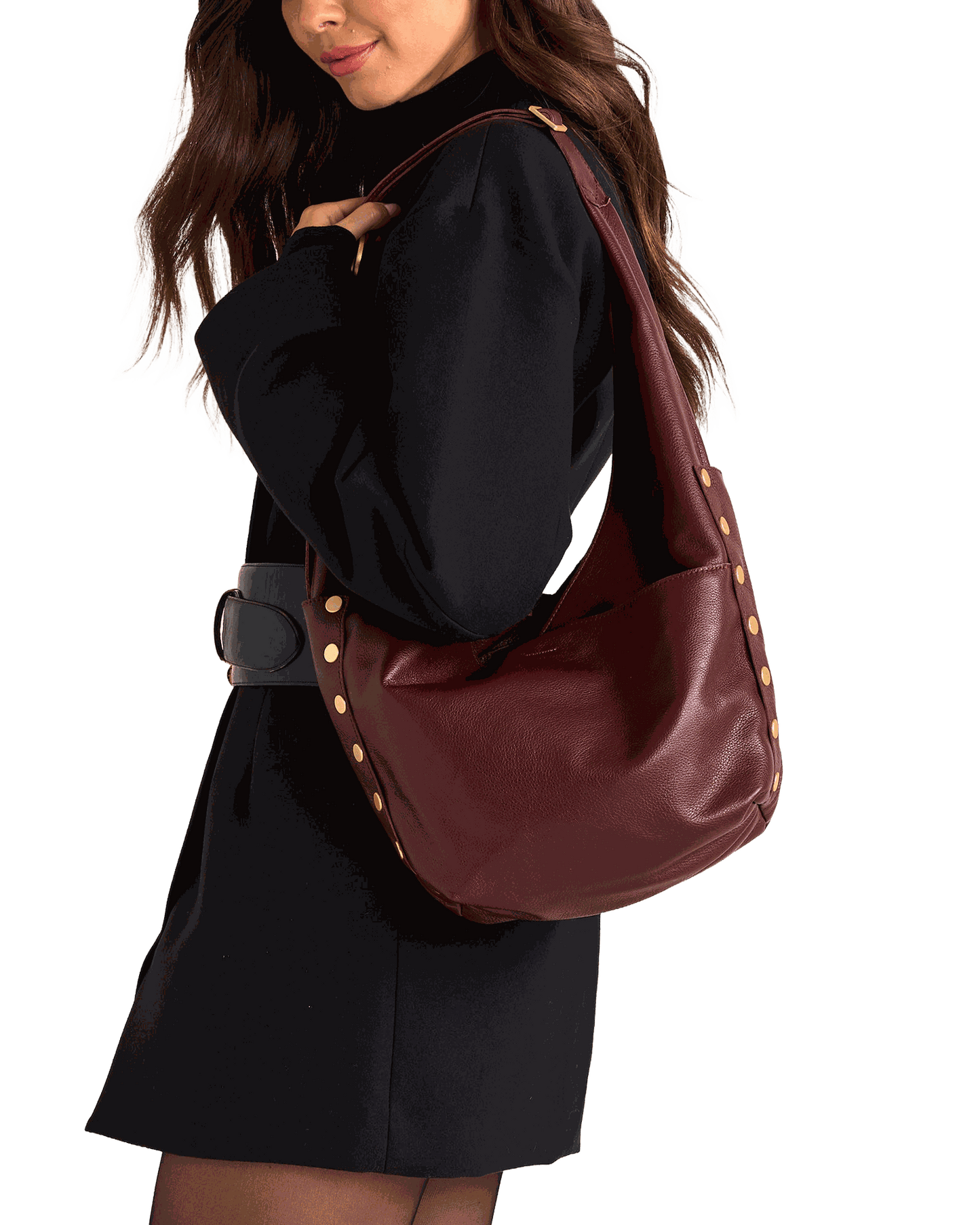 ハイパークチュール　ハンドバッグ Hibourama - Layla Rectangular Crystal-Studded Woven Handle Handbag