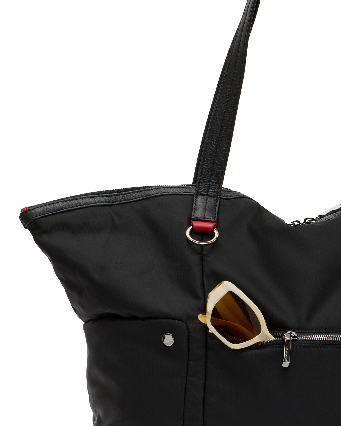 Zoe-Tote-Black-Nylon-GM-Front-View-Detail