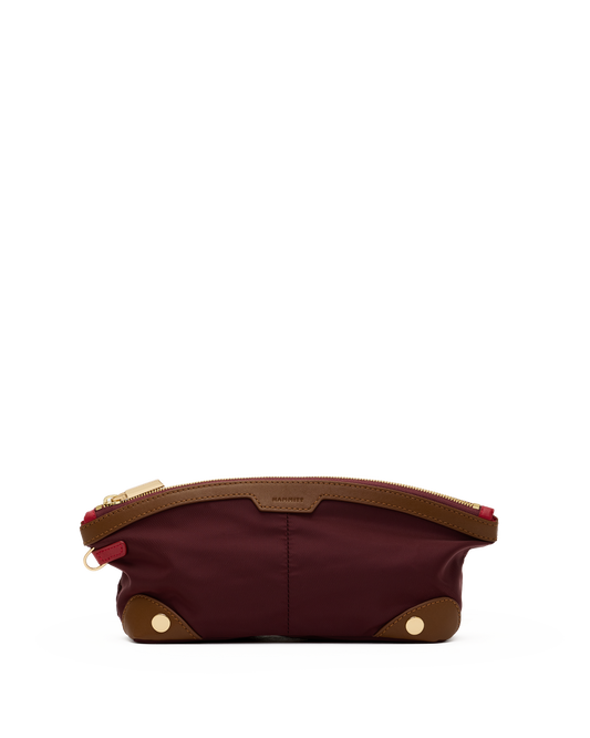 Nicky-Travel-Pouch-Short-Wine-Nylon-G-Front-View