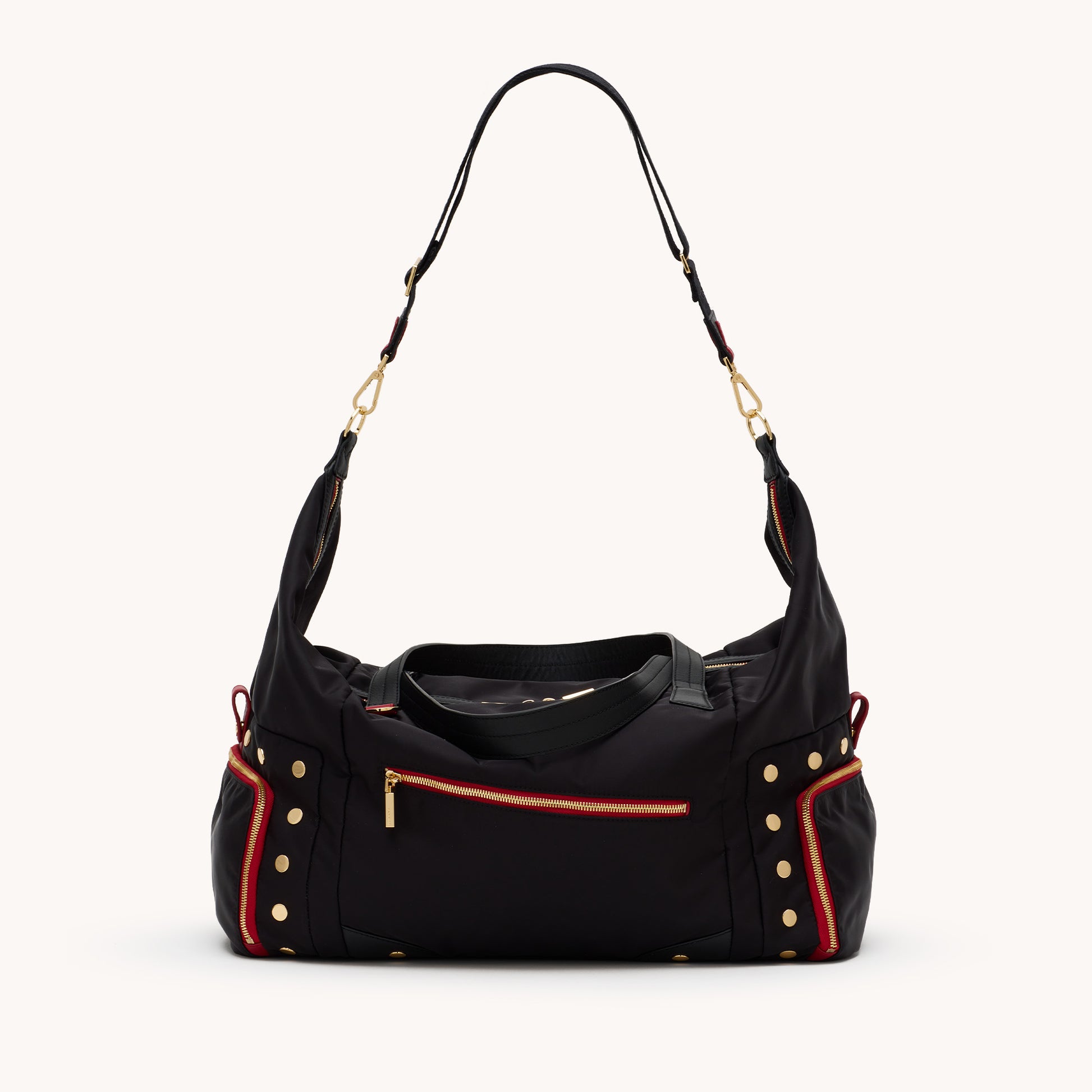 Ivy-Weekender-Black-Nylon-G-Red-Zip-Crossbody-View-2