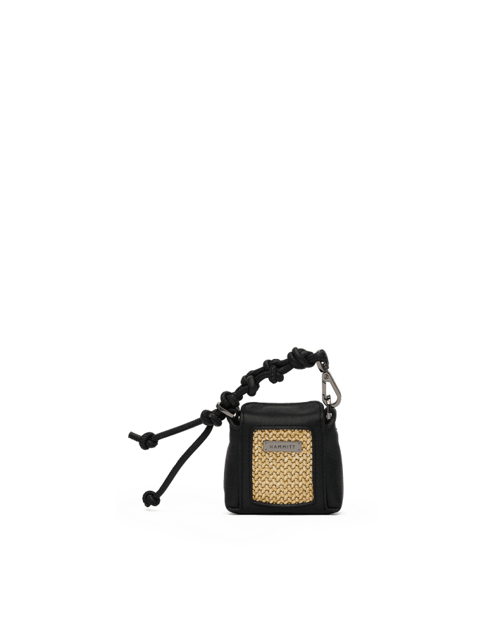 Mini B | Noir Smooth Raffia/Gunmetal