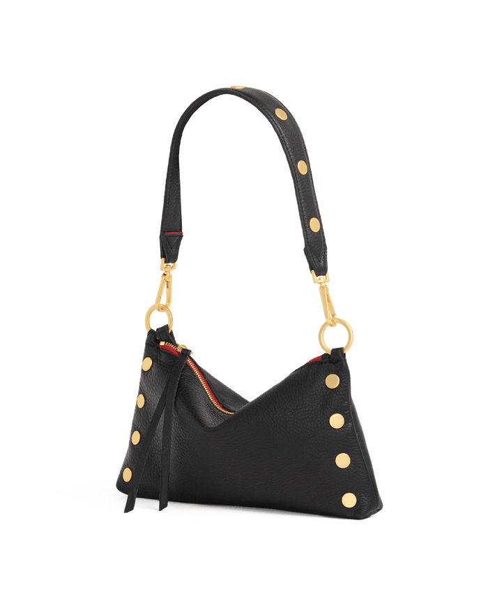 Riveted Shoulder Strap | Black Pebbled/Brushed Gold