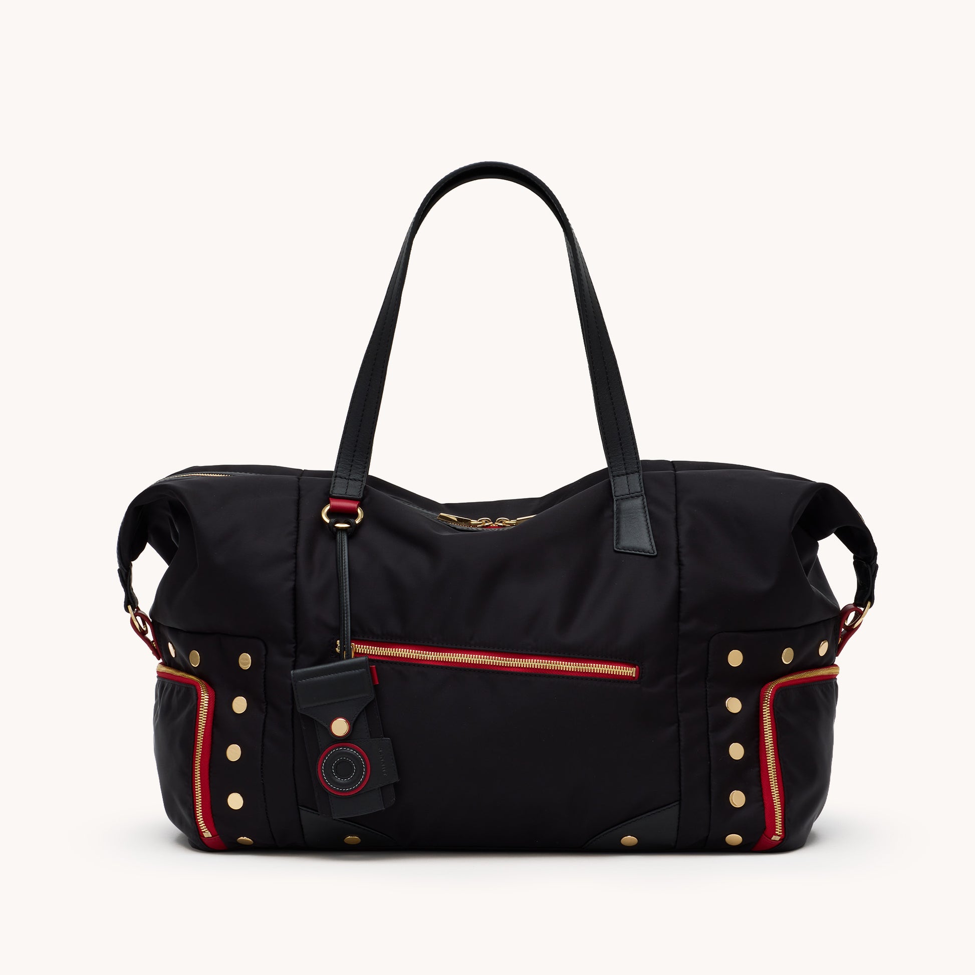 Ivy-Weekender-Black-Nylon-G-Red-Zip-Detail-View