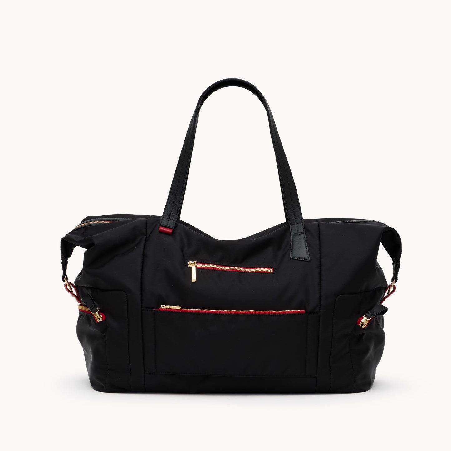 Ivy-Weekender-Black-Nylon-G-Red-Zip-Detail-View-1