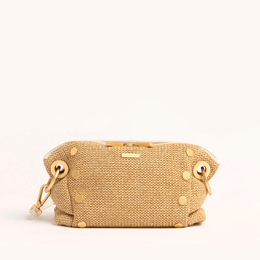 Daniel Crossbody Clutch | Calla Lily White Raffia/Brushed Gold