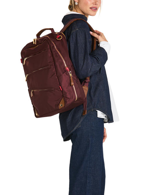 Eden-Backpack-Wine-Nylon-G-Model-View-2