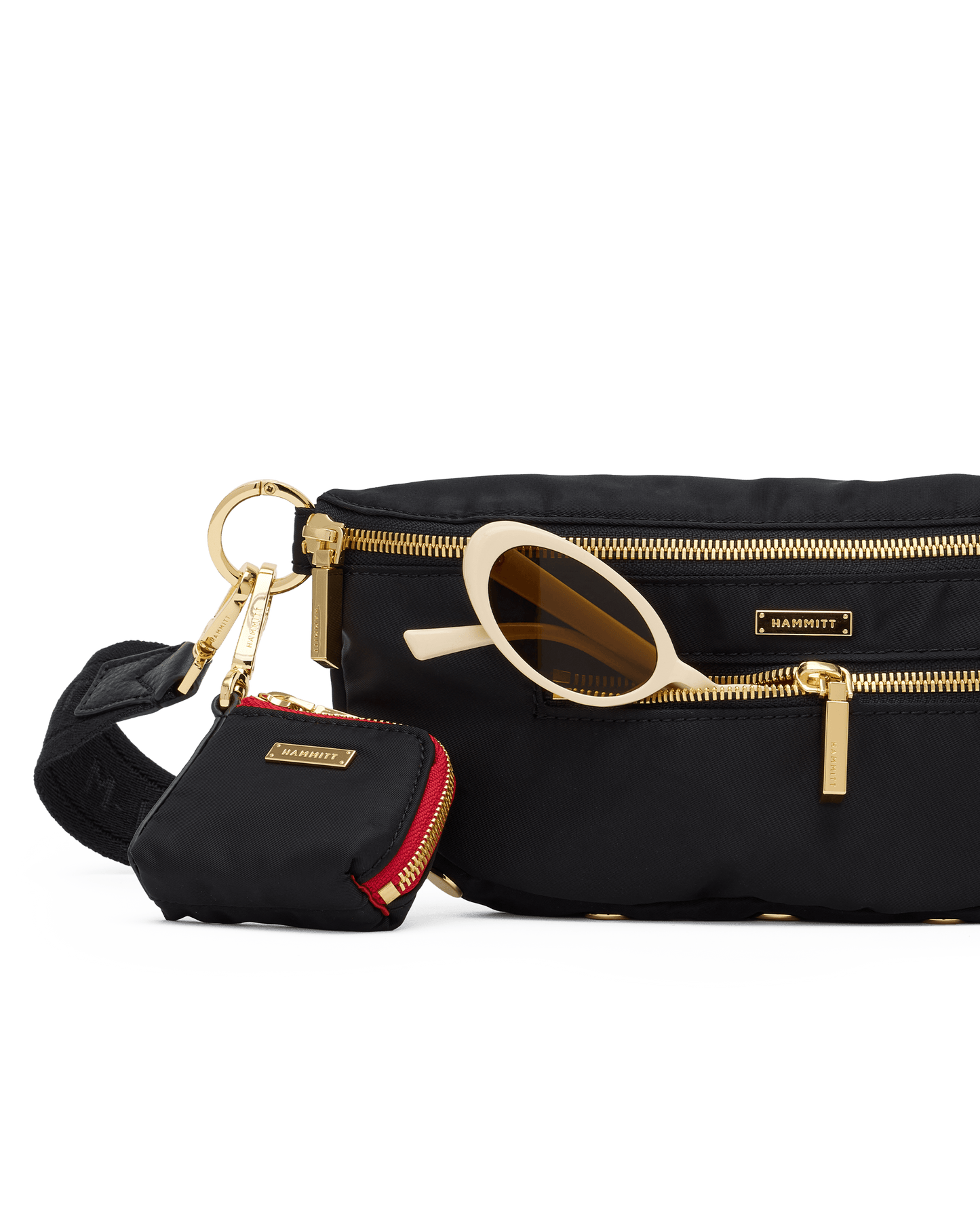 Charles-Crossbody-Med-Black-Nylon-Cargo-G-Front-View-Detail