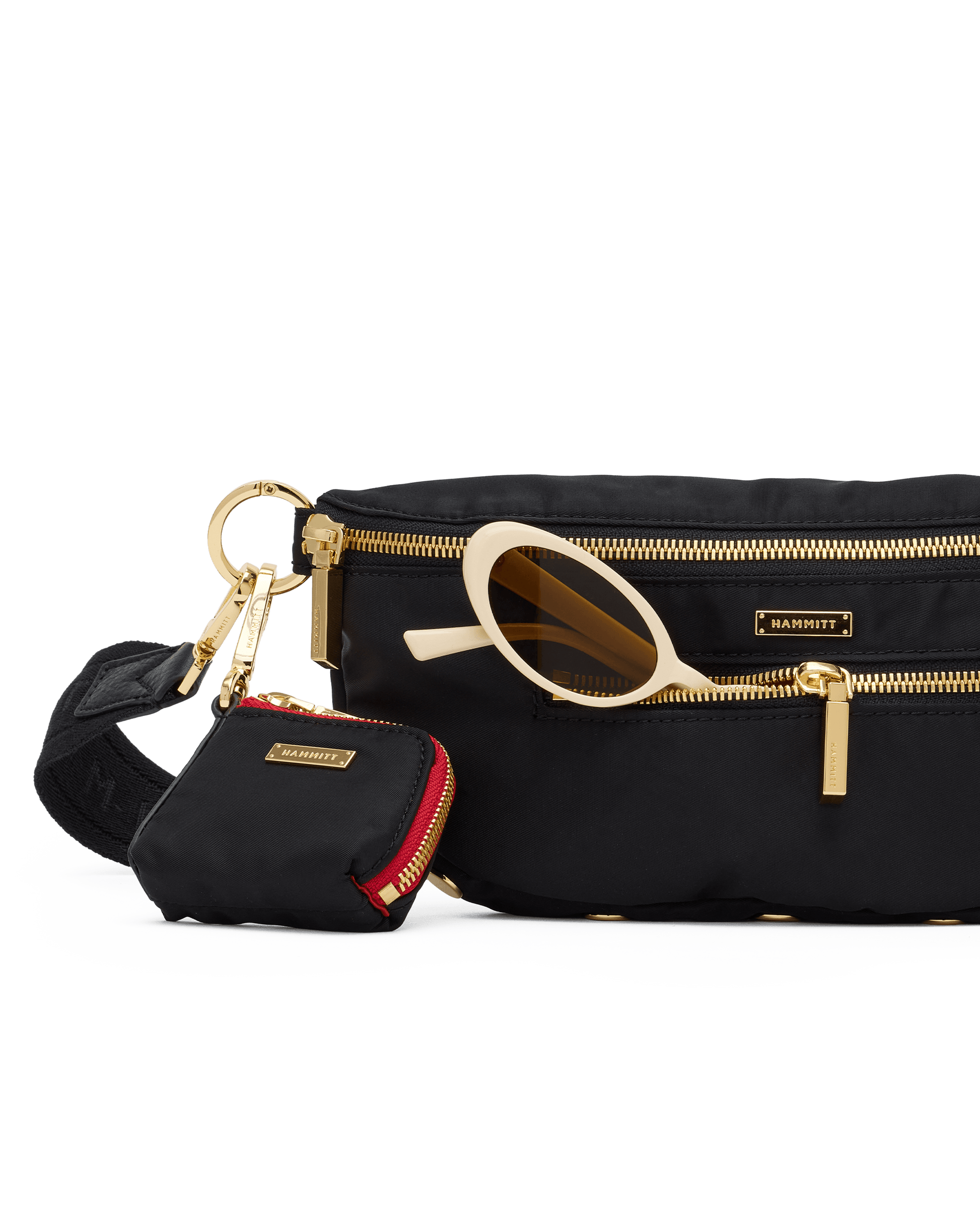 Charles-Crossbody-Med-Black-Nylon-Cargo-G-Front-View-Detail