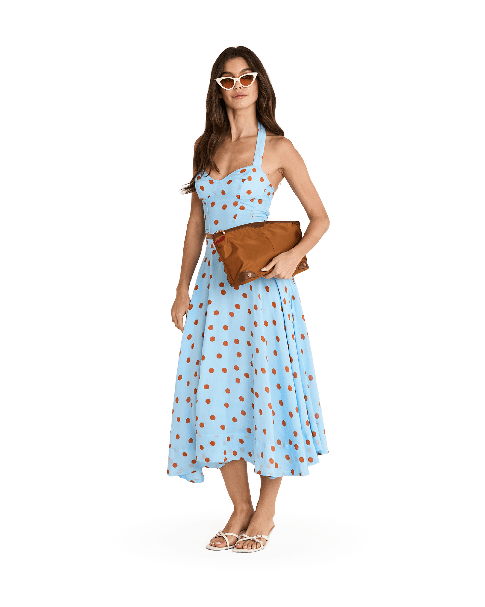 Model height is 5'9.5''