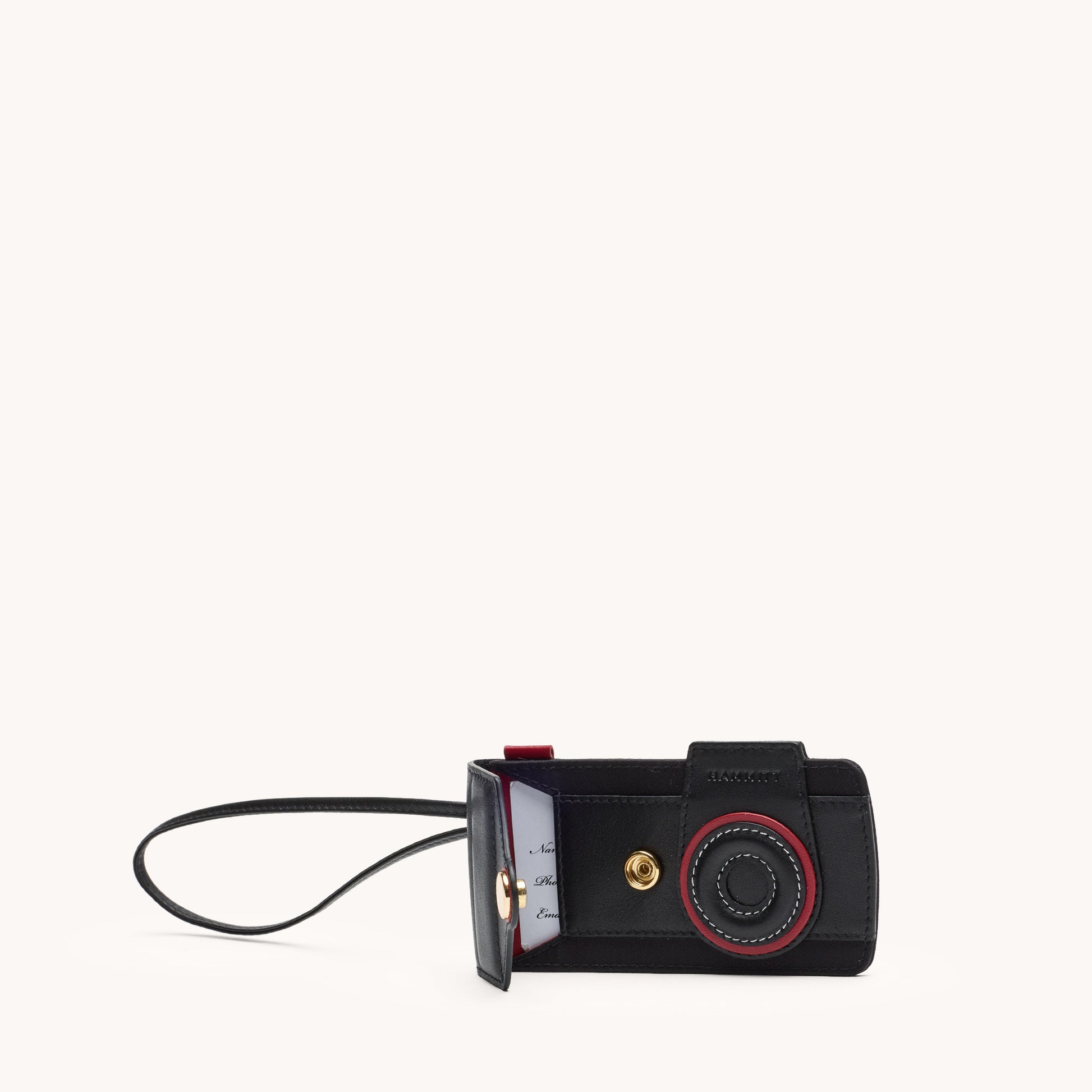 Camera-Luggage-Tag-Black-Nylon-G-Front-View-Detail