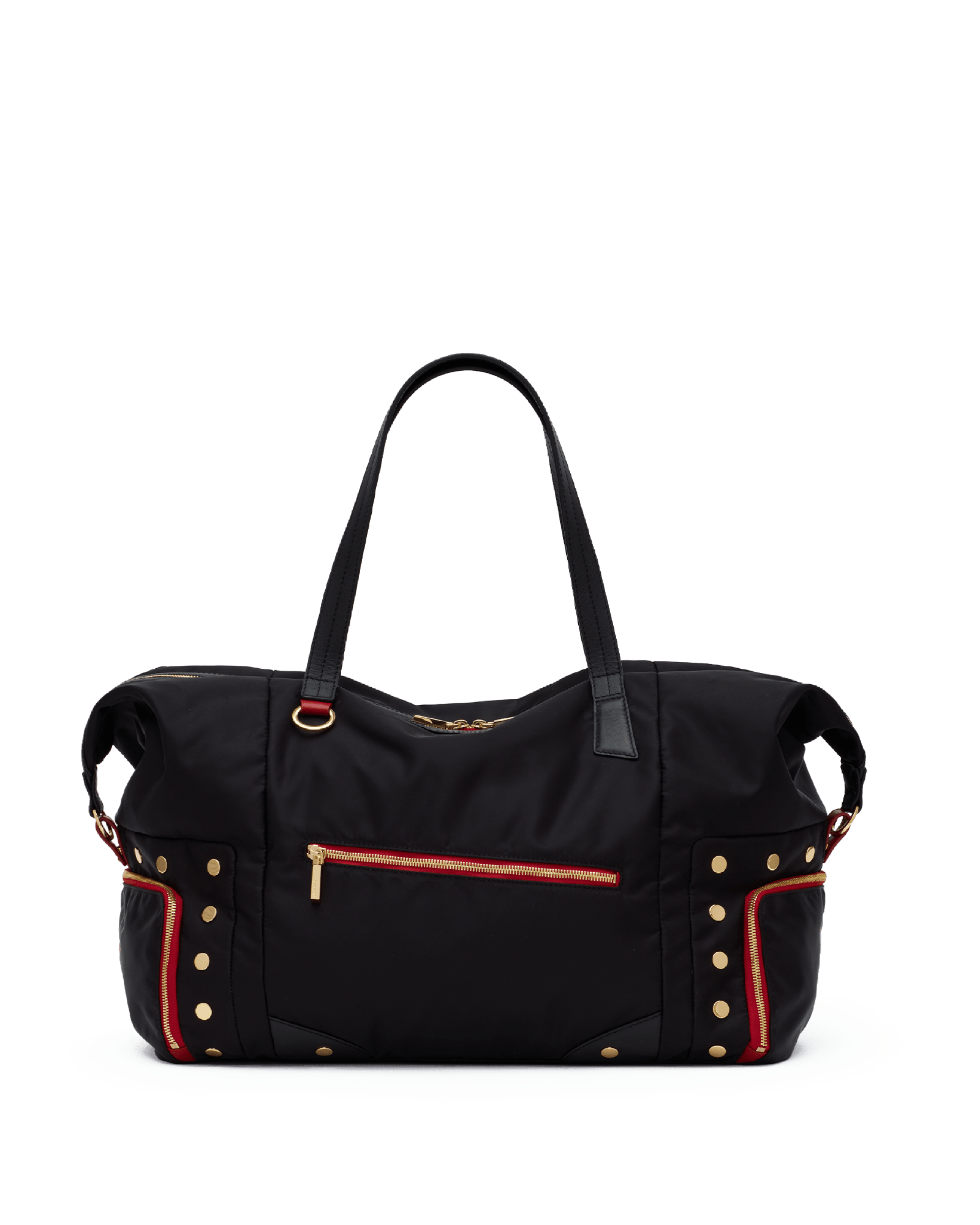 Ivy-Weekender-Black-Nylon-G-Red-Zip-Front-View