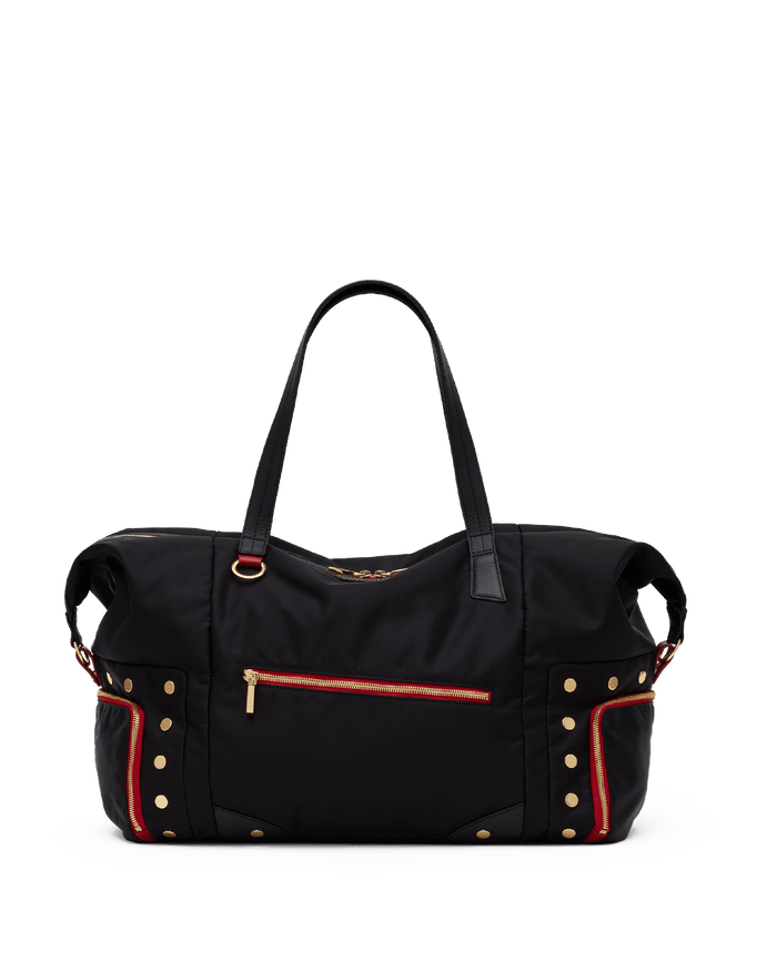 Ivy Weekender | Black Nylon/Gold Red Zip