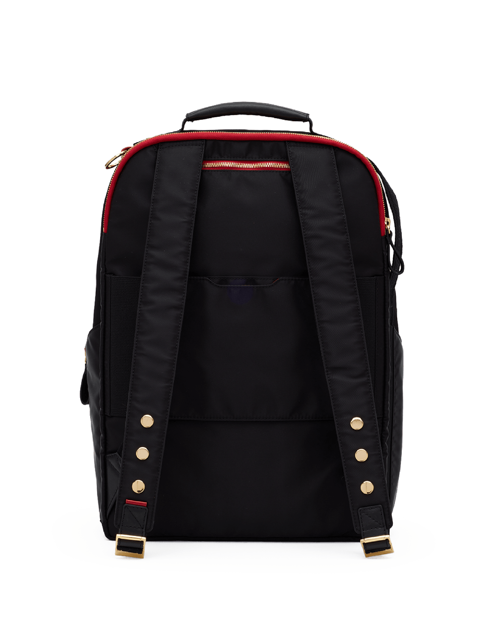 Eden-Backpack-Black-Nylon-G-Red-Zip-Back-View