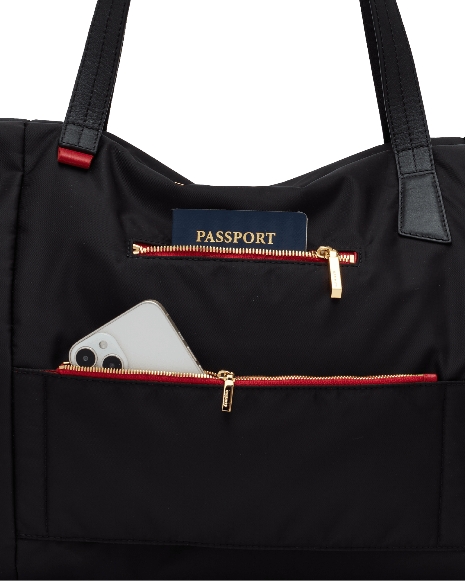 Ivy-Weekender-Black-Nylon-G-Red-Zip-Back-View-Detail